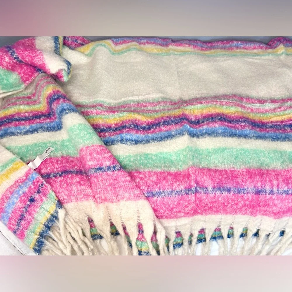 Free People Skye Stripe Fringe Blanket 60